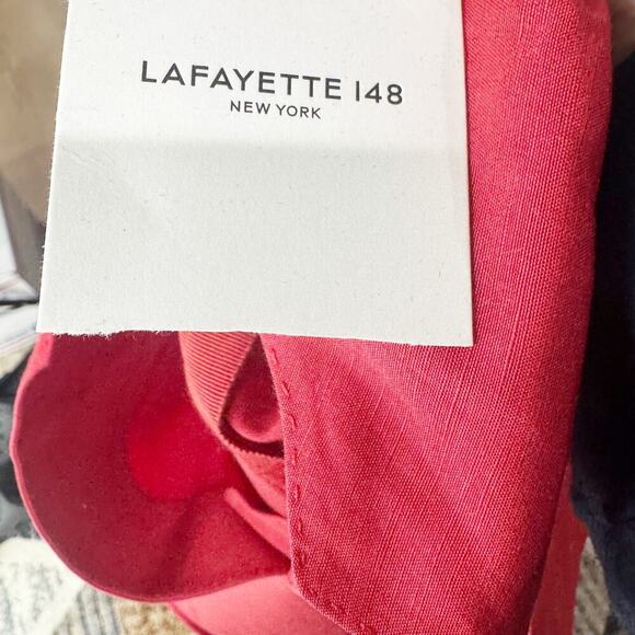 Lafayette 148 New York Raleigh Belted Silk Midi Dress in Flame Size S NWT - Picture 7 of 13